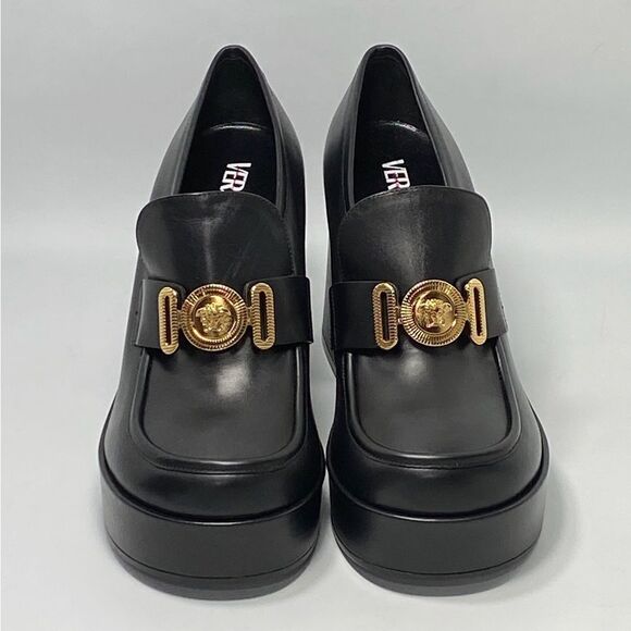 Versace Logo Leather Platform Pumps size 40 - Picture 3 of 13